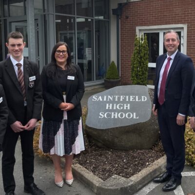 Education Minister Paul Givan visits Saintfield High School Featured Image